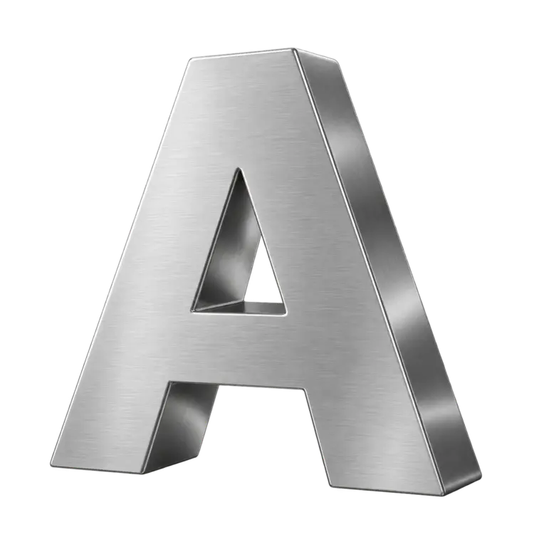 Brushed stainless steel fabricated channel letter